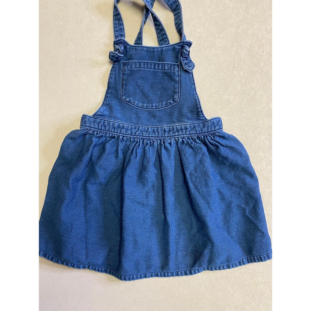 Cat & Jack Girls Blue Denim Overall Dress Jumper Ruffle Trim 5T